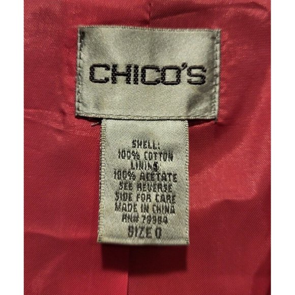 Chicos Pink Orange Black Paisley 3 Button Blazer Size 0 Or 4 - Picture 6 of 6